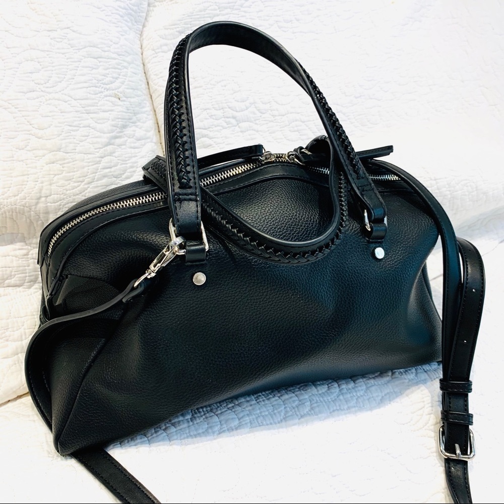 Black Vegan Top Handle Boston Handbag Purse